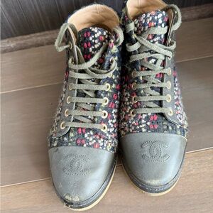 Chanel Tweed High-Top Sneakers
